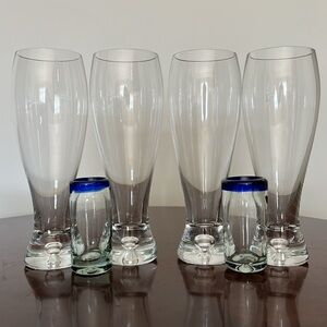 KARLSTADT PILSNER by Block Drink & Barware 4 Blown Glass & 2 Blown Shot Glasses